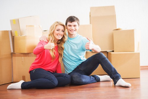 Packed boxes and furniture ready for local removals