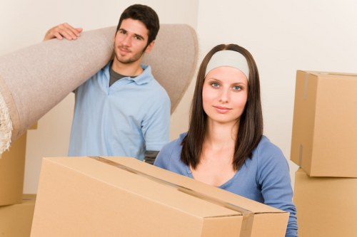 Office relocation process with desks, boxes, and building access planning